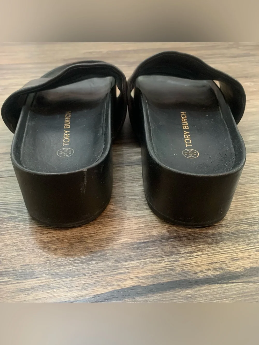 Tory Burch Patos Leather Platform Slide Sandals Sz 8M